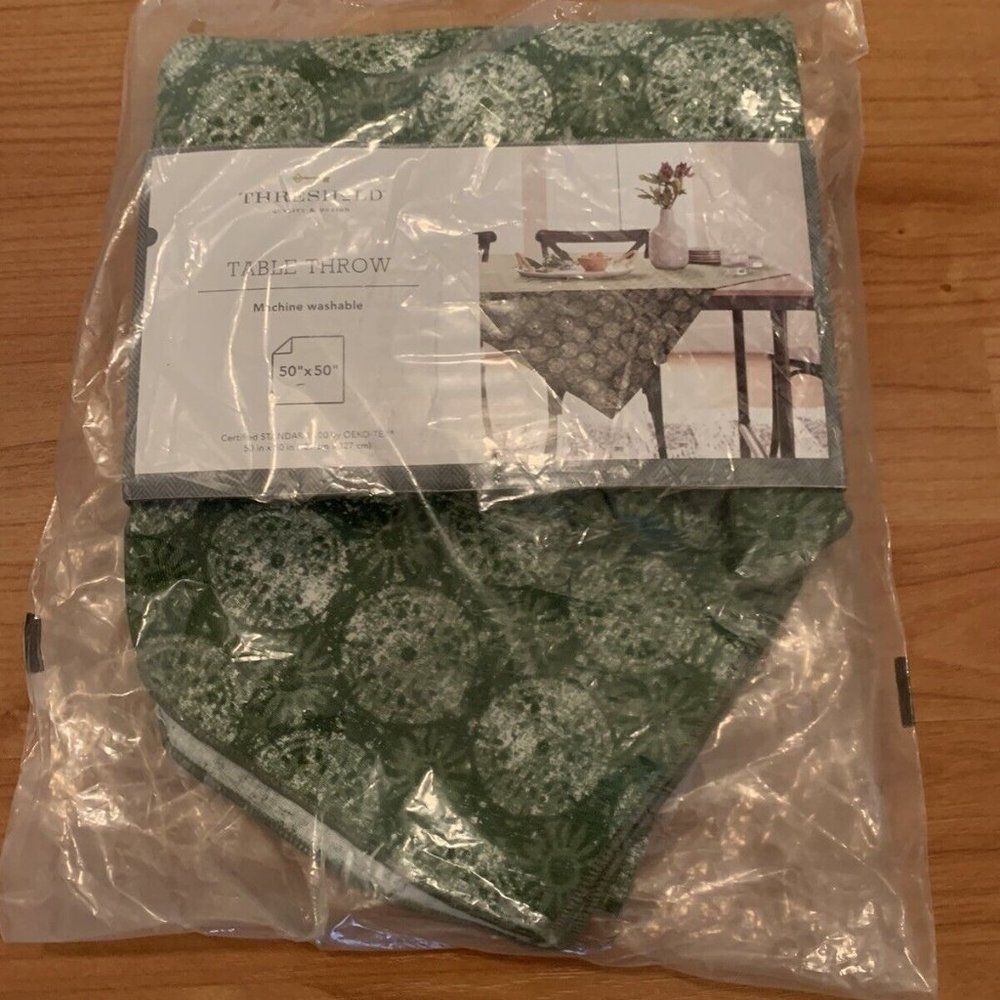 Threshold Print Table Throw Machine Washable Multicolor Topper